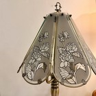 Vintage Brass Touch Table Lamp Floral Glass Shade 3-way Touch Control Tested