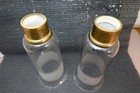 Pair Antique 8  Hand Blown Glass Hurricane Lamp Shade Globe  chimney  metal Band