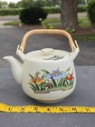 Vintage Japanese Tea Set Birds   Flowers Bamboo Handle Teapot