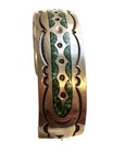 Native American Sterling Silver Turquoise Chip Inlay Cuff Bracelet Signed Vtg