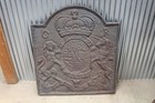 Antique Cast Iron Fireback Coat Of Arms Crest Thomas Elsley Williamsburg Va
