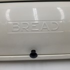 Vintage Cream Metal Roll Top Bread Box Farmhouse Kitchen Countertop Storage Bin