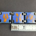Vintage Copper Enamel Mixed Metal Panel Bracelet Blue Orange 7  Vintage