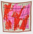 Vintage Japan Ladybug Vera Silk Scarf Abstract Art Pink And Orange 30 Square