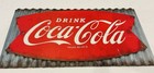 Coca Cola Fishtail Metal Sign On Corrugated Metal Mount 
