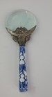 Antique Vintage Loupe Magnifying Glass Blue White Ceramic Handle  