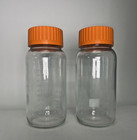Lot Of 2 Bonbon 1000ml Gls80 Glass Lab Bottles     Wide Mouth     Orange Caps