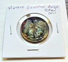 Stunning Toning Vintage Guardian Angel-double-sided Rainbow Toned Metal Token