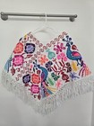 Mexican Handmade Shawl Mexican Poncho-merida Yucatan Hand Punto De Cruz 