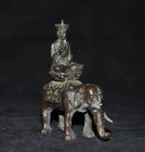 Tibet Temple Bronze Ride Elephant Tangseng Ksitigarbha Jizo Monk Buddha Statue