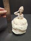 Vintage Porcelain Half Doll Lace Skirt Pin Cushion Cream Pink Victorian