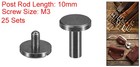 25pack Brass Chicago Screws  10x10mm Post Nail Stud Rivets  Black