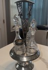 Victorian Rogers  bro Silverplate Cruet Set Glass Bottles Ornate Holder 1850-99