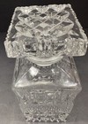 Vintage Cut Lead Crystal Whiskey Liquor Square Decanter W  Ground Stopper 9   