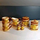 Vtg 70 s Hand Painted Atlantic Mold Kitchen 8peice Set Fall Colors Grandma Core 