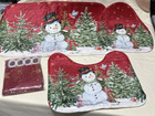 Christmas Snowman Shower Curtain Set With 2 Rugs seat Cover Bathroom Decor New