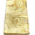 2219  Japanese Vintage Fukuro Obi Belt Kimono Fabric Silk Traditional Gold