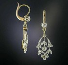 Art Deco Style Lab Created Diamond Drop Dangle Wedding 14k Gold Finish Earrings
