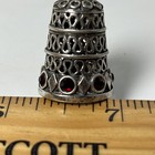 Thimble Sterling Silver Marked 925 With Red Stones