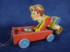 Vintage Original 1941 Fisher Price  140 Wooden    coaster Boy    Boy With Cart