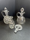 Vintage Glass Lot  Cruets  Cruet Top  Toothpick Holder  Shot Glass  Nut Grinder