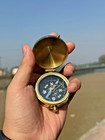 2  Size Vintage Solid Brass Nautical Military Pocket Compass Gift And Home Item 