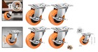 Heavy-duty 2  Pu Plate Casters With Side Brake - Smooth Swivel Wheels Set Of 4