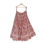 Vintage Heavy Red Satin Silk Hand Embroidered Skirt Designer By Manish Manish