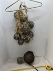 Japanese Glass Fishing Float Buoy Ball With Net Green Object Vintage 12 Set Used