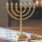 Large Menorah 7 Branch Hanukkah Gold Plated Jewish Menorahs Candle Holder   12 T