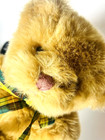 Vintage Russ 20  Bear Named Teddy Golden Honey Blonde Plaid Bow Suede Like Paws