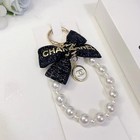 Chanel Handmade Pearls Charm Good Lucky Bow Keychain Gift Key Chain With New Box