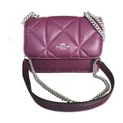 Nwt Coach Mini Klare Crossbody Bag Puffy Diamond Quilted Leather Deep Berry New