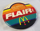 1970 s Breakfast With A Flair Mcdonald s Employee Wear Button Pinback Vintage