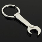 Adjustable Wrench Shape Keychain Smooth Silver Zinc Alloy Bottle Opener Beer Can
