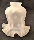 Rare Antique Opalescent Lamp Shade Ruffle Art Glass 2 1 4 Fitter