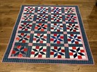 2 Vtg Handmade Machine Sewn Quilts Red White Blue Patriotic Stars Stripes