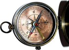 Brass Boyscouts Black Antique Compass With Brown Leather Case