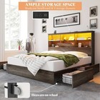 3-piece Queen Bedroom Set With Storage Bed Frame  Led Headboard   2 Nightstands