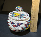 Large Fine Paiute Beaded Lidded Basket Nevada  Native American Beadwork Basketry