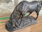 A Horse And A Dog Bronze  copper Sculpture 14 5x8 