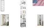 6 Tiers Tall Narrow Bookshelf Book Shelf Skinny White Bookcase Thin Slim Book   