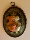 Rare Antique French Reliquary Ex Voto Sacred Heart Domed Glass 1850s-1880s