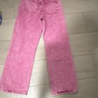 Zara Girls Size 8 Pink Straight Denim Jeans Stars Elastic Waist Pockets