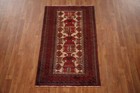 Vintage Rug 3x5 Ft geomentric Balouch Oriental Hand-knotted Wool Accent Carpet