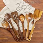 6 Pcs Wooden Spoons For Cooking Utensils  Natural Teak Wooden Cooking Spoons Wit