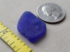 Craft Quality Cobalt Blue Genuine Beach Sea Glass Embossed Lettering Pendant V02