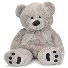  Huge Teddy Bear - 38 Inches  Light Gray  Fluffy Faux Fur  Ribbon   Bow 