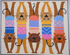 Completed Needlepoint Canvas Up   Down Kitty Cats On Cream 12 5x10 25  New