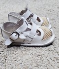 White Beige Leather Mesh Baby Sandals Adjustable Unisex Toddler Vintage 1950 s